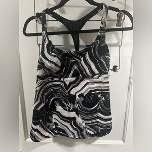 Nike black and white marble workout tank/bathing suit top size large